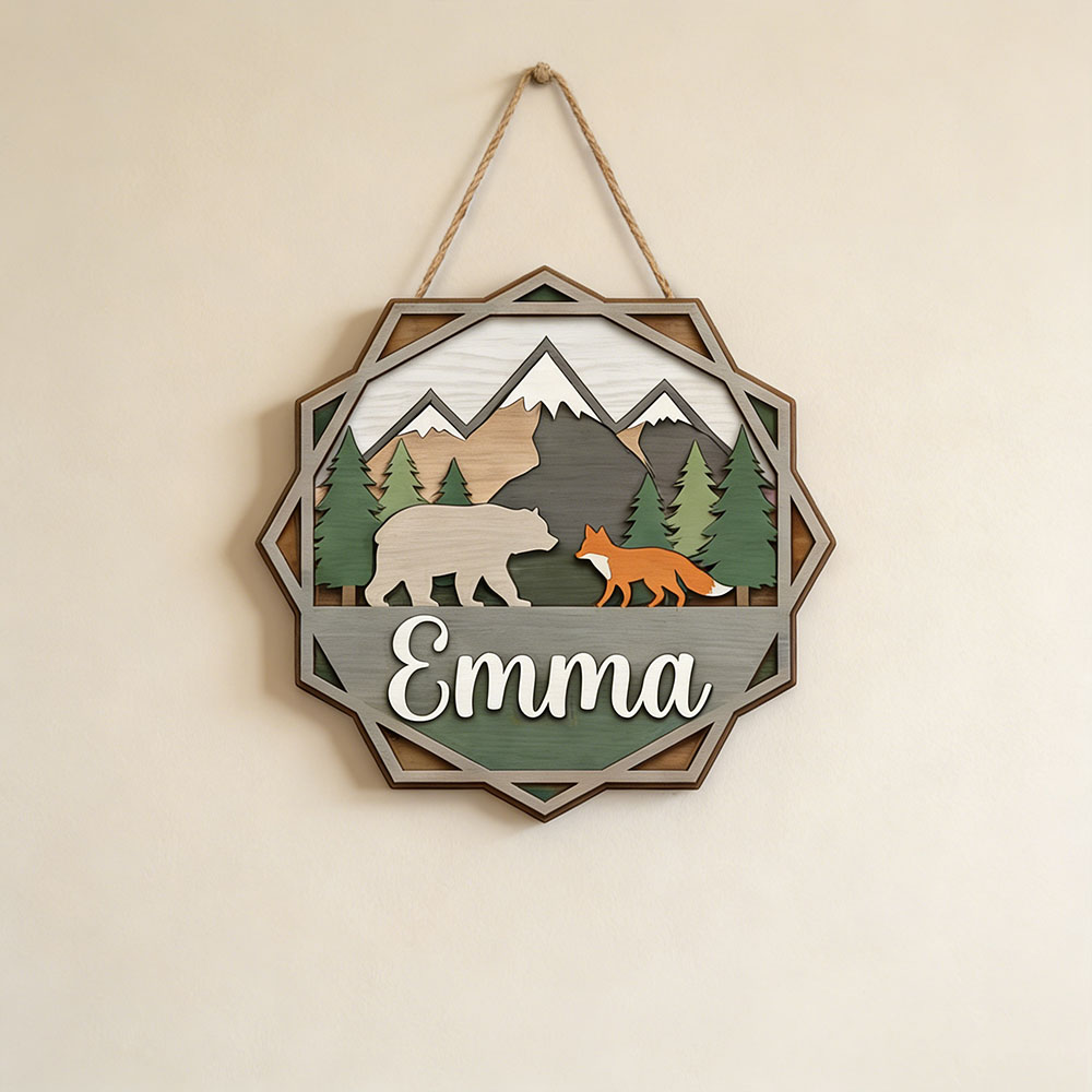 Outdoor Adventure Forest School - Personalized Rustic Forest Adventure Name Wooden