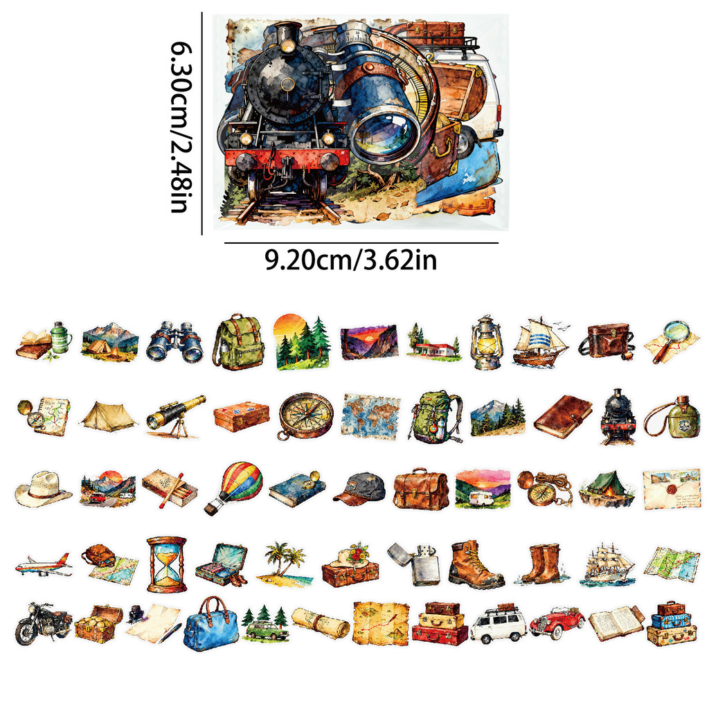 56Pcs Vintage Travel Outdoor P - Outdoor Adventure Store ulasan dan harga