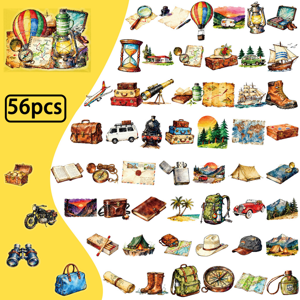 56Pcs Vintage Travel  Outdoor  - Outdoor Adventure Store ulasan dan harga